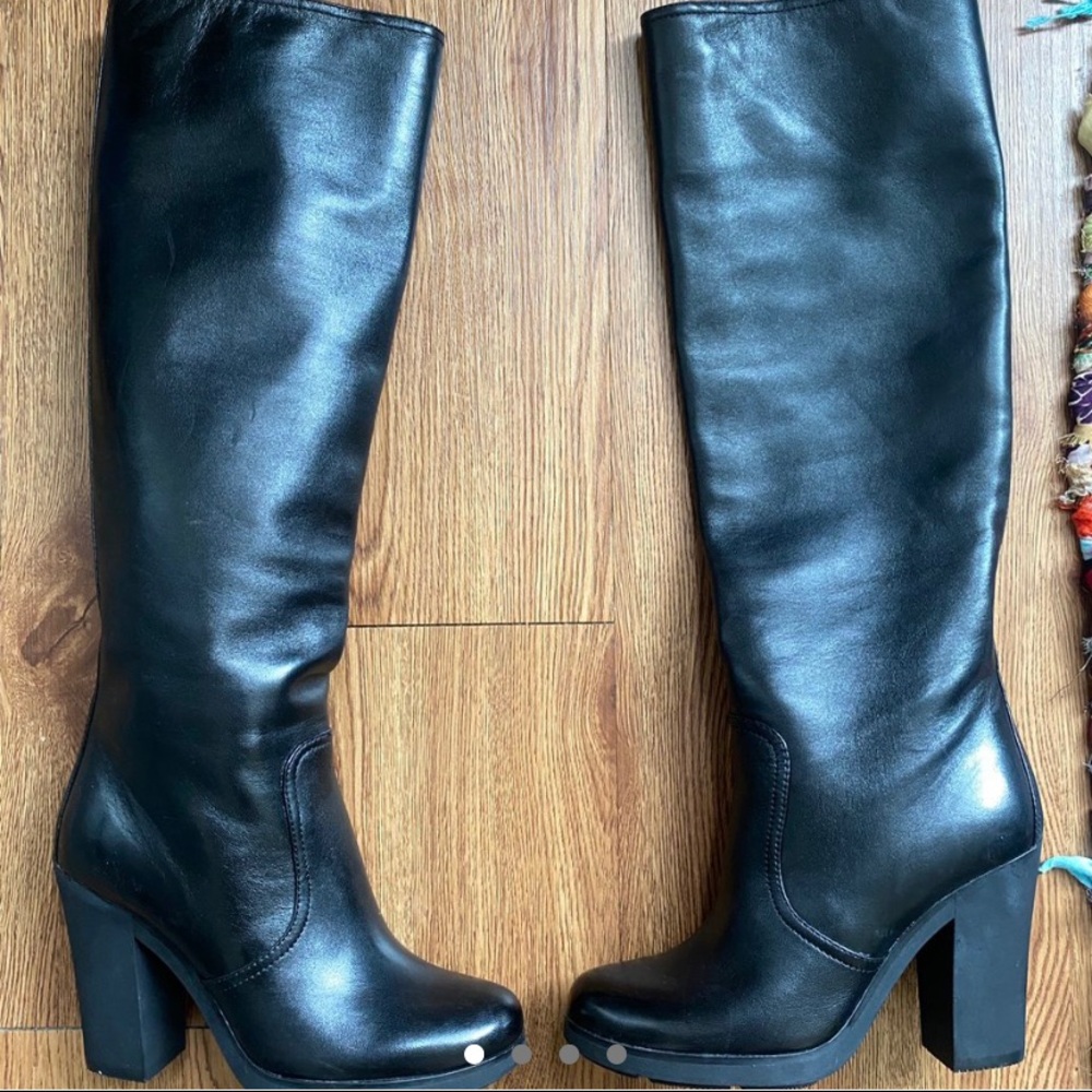 Leather Prada Sport knee high boots size 6.5